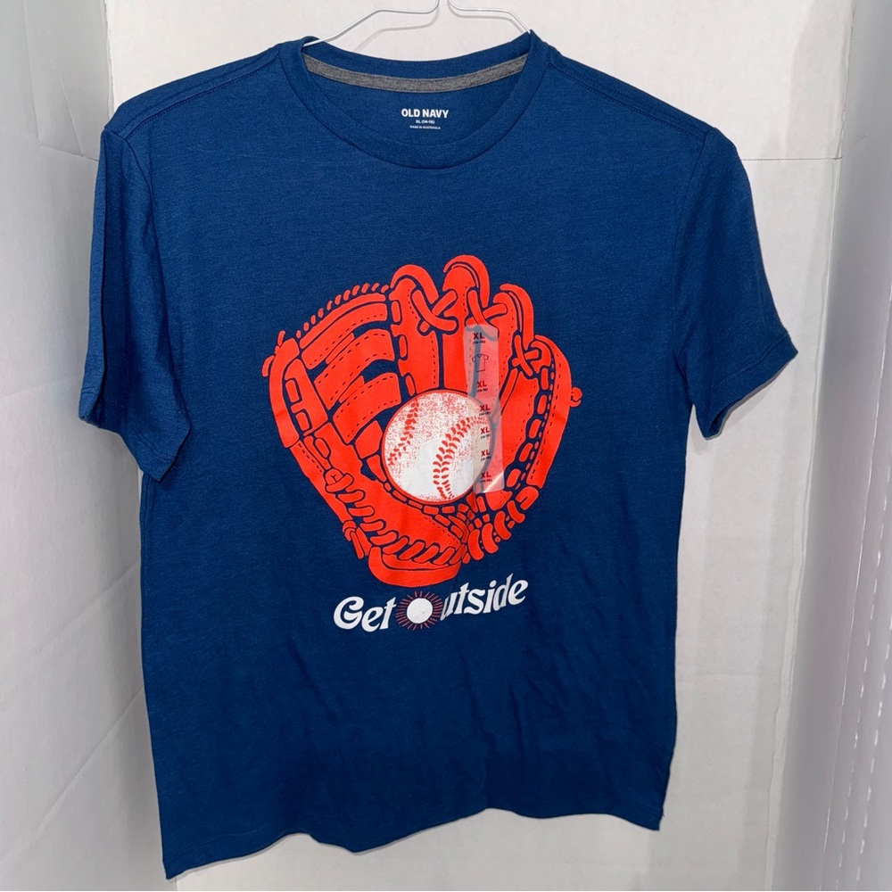 New Boys Old Navy Blue Get Outside Baseball Tee Size XL